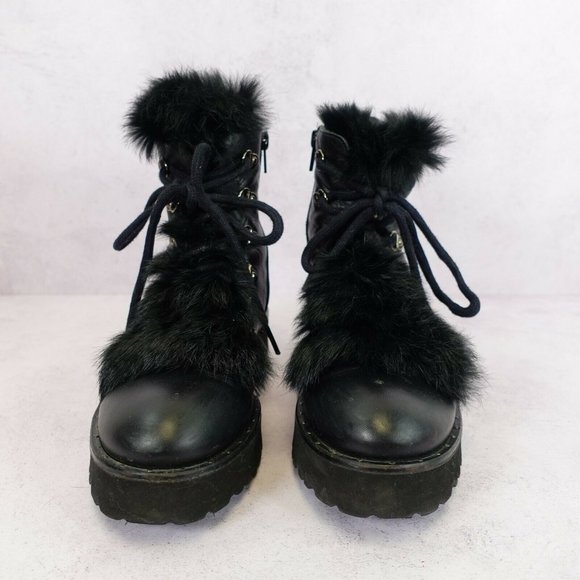 Kanna Boots Women Leather 37 Black Pull On Combat Chunky Lug Sole Platform 6 Y2K - Picture 6 of 14
